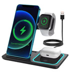 3-in-1 Wireless Charger Station for iPhone 17/16/15/14/13/12/Pro Max, Apple Watch Ultra 11/10/9/8/7/SE/6/5/4/3/2/1 & AirPods 4/3/Pro Samsung S24/S23/S22