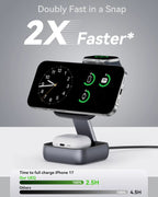 3 in 1 Foldable MagSafe Travel Wireless Charging Station 15W Fast Charger for iPhone, iwatch and for airpods