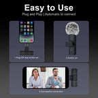 navor Wireless Lavalier Microphone for iPhone 15/16, Android USB-C
