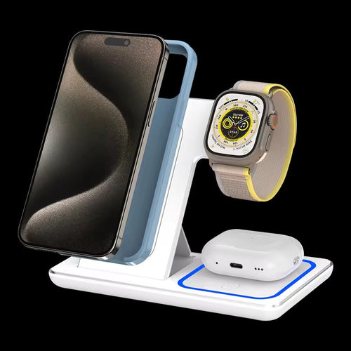 3-in-1 Wireless Charger Station for iPhone 17/16/15/14/13/12/Pro Max, Apple Watch Ultra 11/10/9/8/7/SE/6/5/4/3/2/1 & AirPods 4/3/Pro Samsung S24/S23/S22