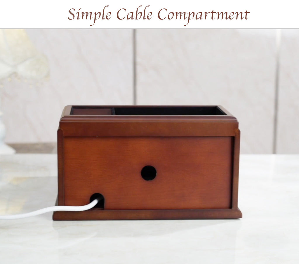 Multi Device Wooden Charging/Docking Station & Organizer with Drawer