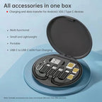 navor 60W USB-C/USB-A/Micro-USB/Charging Cable Kit Slim Travel Organizer Storage Box